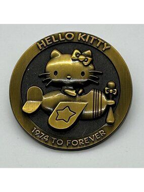 Hello Kitty 45th Anniversary Bronze Airplane Badge Sanrio Loot Crate Limited Edi